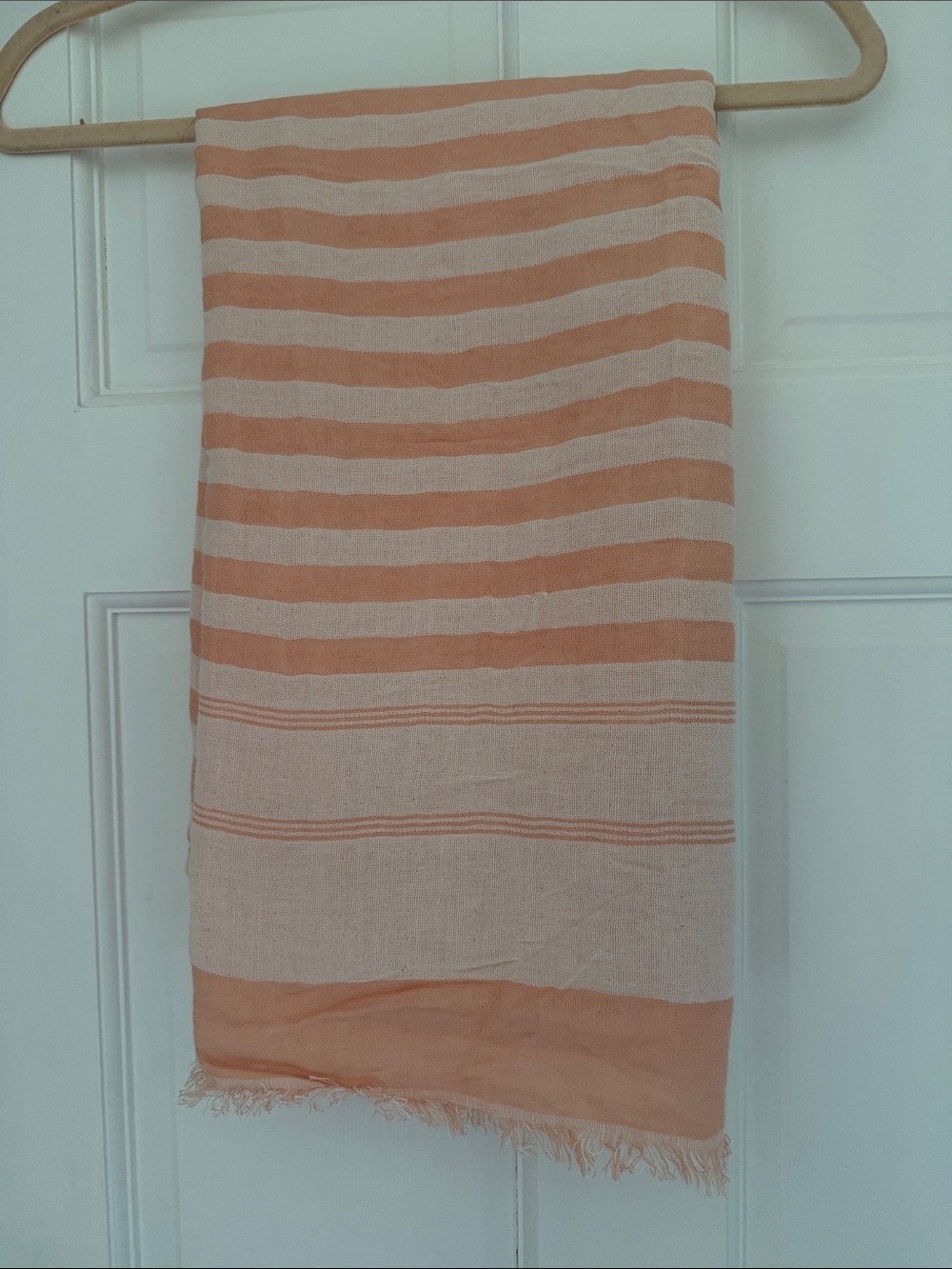 Banana Republic Peach and Cream Striped Lightweight Scarf